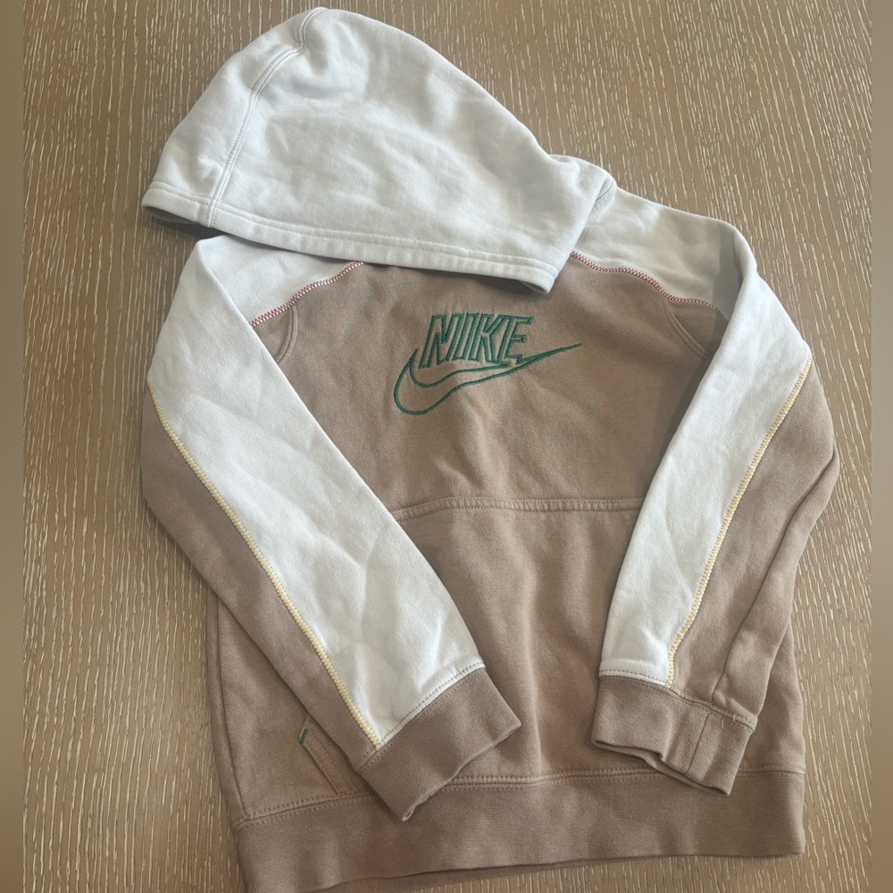 Nike Brown and White Hoodie